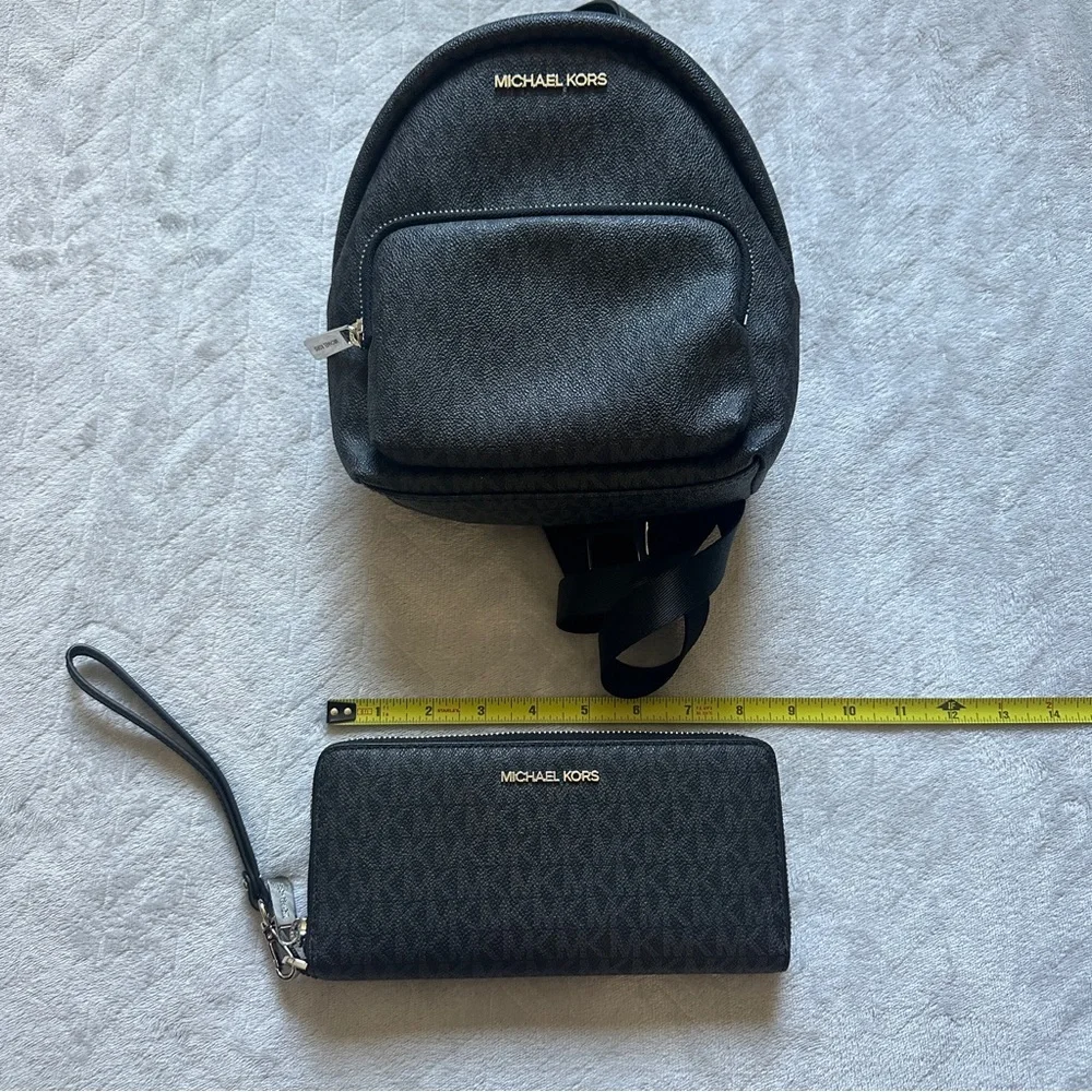 Michael Kors Mini‎ Backpack + Wallet Wristlet Set Black